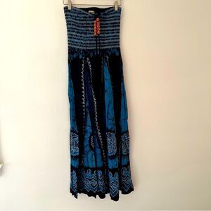 Halter Dress Smocked Strapless Festival Boho Hippie Beach Size Medium